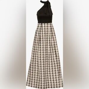 NWT Adrianna Papell Bow Detail Halter Neckline A-line Silhouette Gown Dress 14